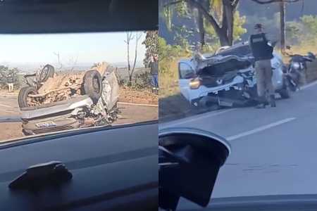 Acidente com dois carros e uma carreta deixa um morto na BR-356 em Itabirito