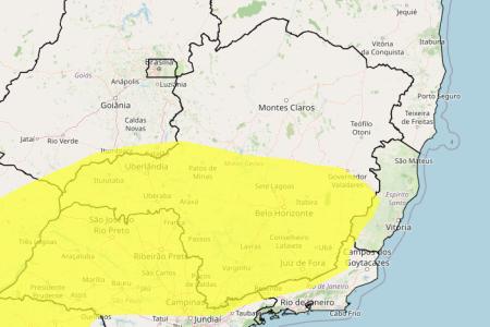 Tempestade e granizo em MG: veja lista das 638 cidades sob alerta neste sábado (25) • Reprodução/ Inmet