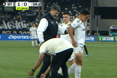 Gustavinho, do Santos, deixa jogo contra o Botafogo