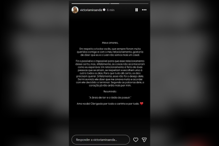 Victoria Miranda se pronuncia sobre fim de noivado • Reprodução | Redes Sociais