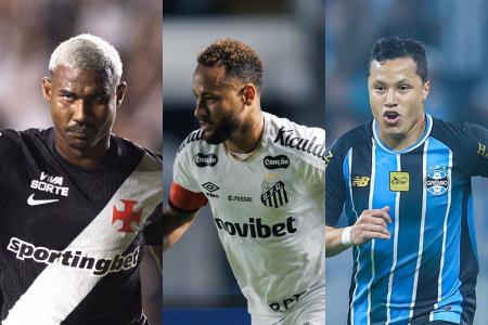 Cuiabano, do Vasco; Neymar, do Santos; e marlon, do Grêmio