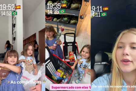 Virginia com as crianças em Madrid • Reprodução/Instagram