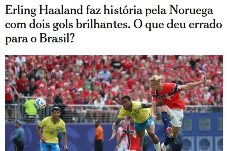 Manchete do veículo norte-americano The Athletic, questiona os erros do Brasil • Reprodução/The New York Times/ The Athletic