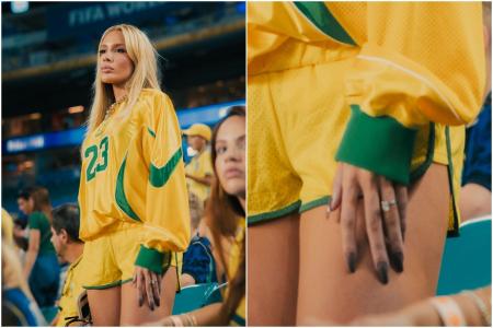 Karoline Lima exibe anel de noivado em jogo do Brasil na Copa do Mundo • Reprodução/Instagram Karoline Lima