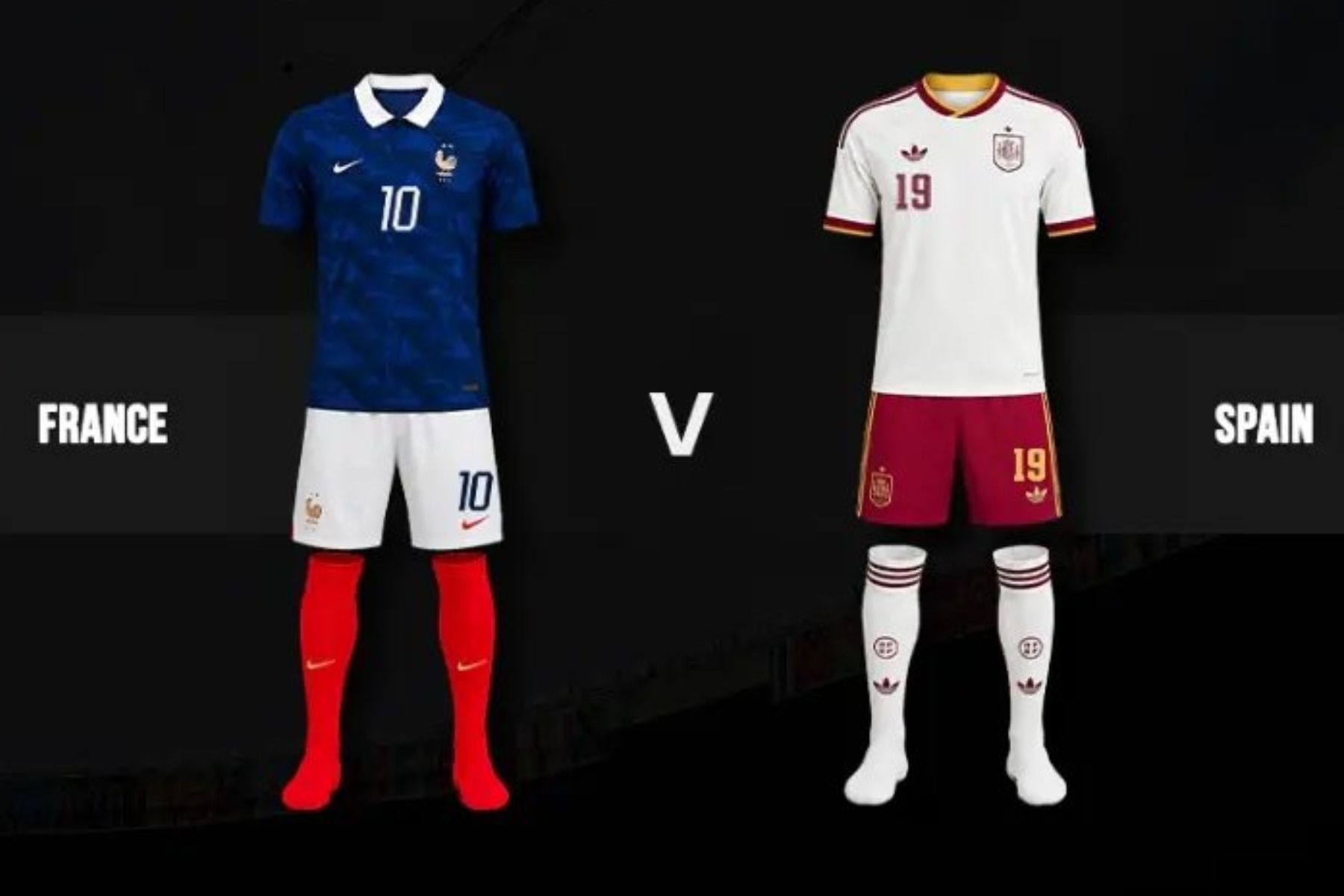 França x Espanha: veja uniformes para o jogo da semifinal da Copa