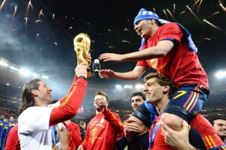 David Villas comemora título mundial da Espanha • Fifa/Divulgação