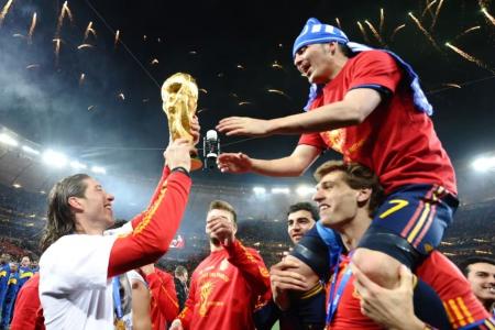 David Villas comemora título mundial da Espanha • Fifa/Divulgação