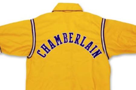 Jaqueta de aquecimento do Los Angeles Lakers usada por Wilt Chamberlain
