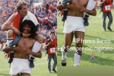 Mensagem de Ruud Gullit a Franco Baresi • Reprodução/Instagram