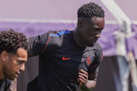 Balogun em treino dos Estados Unidos na Copa do Mundo