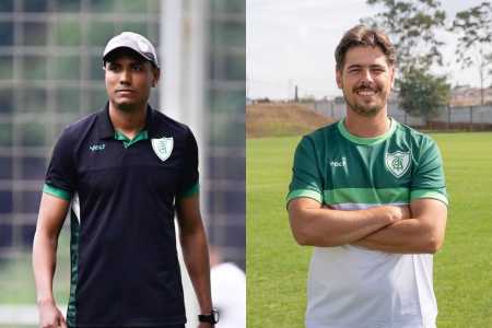 Esdras Araújo, novo treinador do sub-20 do América, e Mateus Oliveira, novo treinador do time sub-17 do América