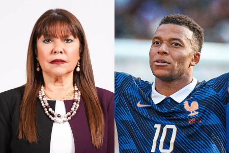 Celeste Amarilla (à esq) e Kylian Mbappé (à dir.)