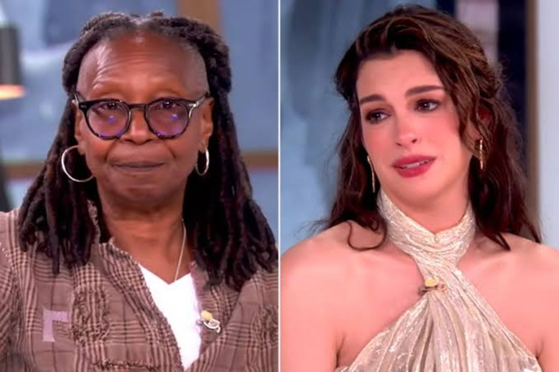 Anne Hathaway se emociona com elogio de Whoopi Goldberg por atuação em 'A Odisseia'