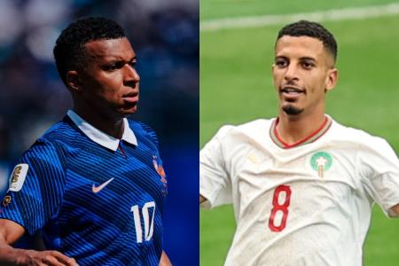 Kylian Mbappé (à esq.) e Azzedine Ounahi (à dir.)