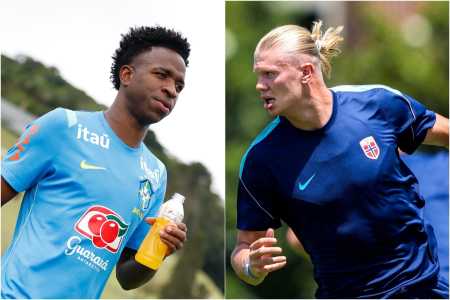 Vinicius Júnior, do Brasil, e Erling Haaland, da Noruega, vão se enfrentar na Copa do Mundo 2026