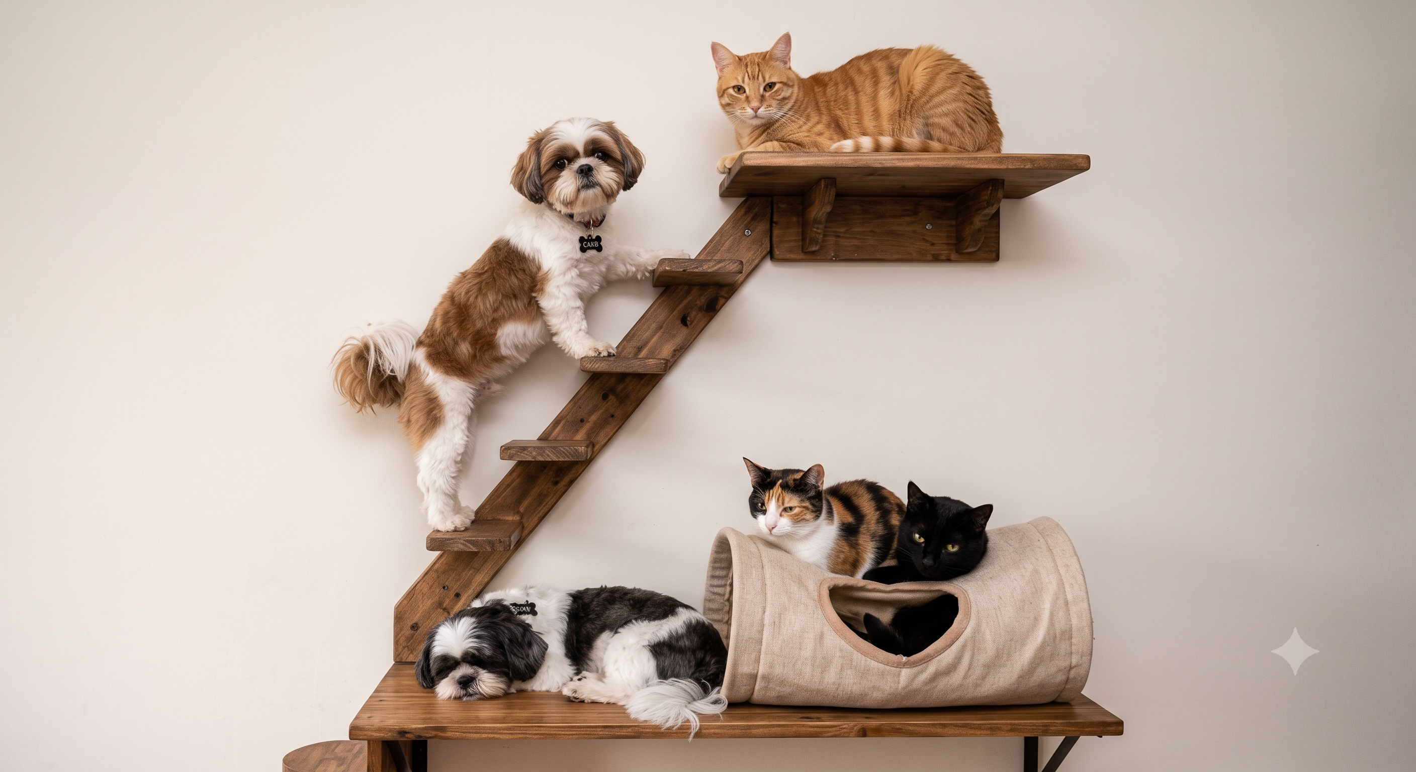 Como cães adotam comportamentos de gatos quando criados juntos