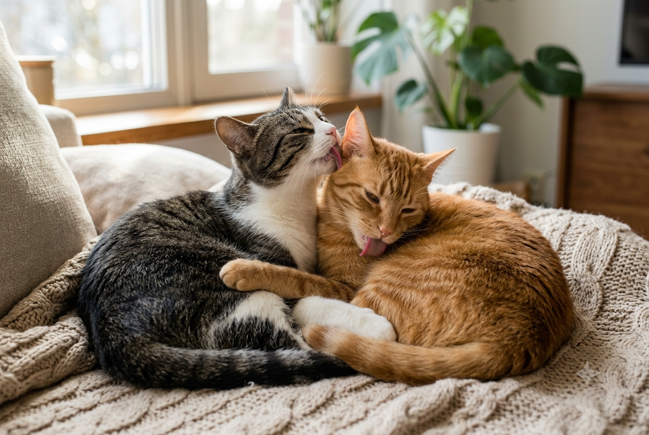 Você sabe por que os gatos lambem uns aos outros? Existem dois motivos principais