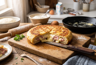Sabor incrível! Como fazer pão de frigideira com presunto e queijo em apenas 10 minutos