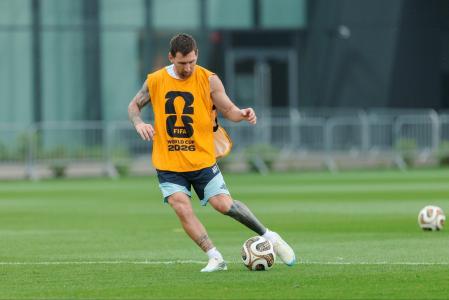Lionel Messi, em treino da Argentina