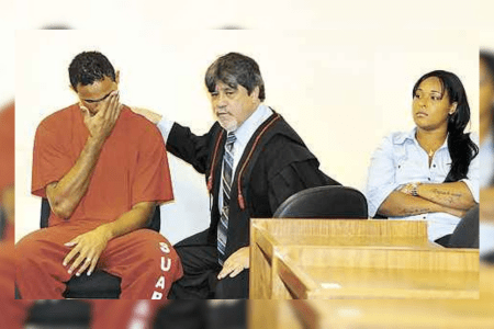 Na foto, Bruno e Dayanne durante o julgamento em 2013