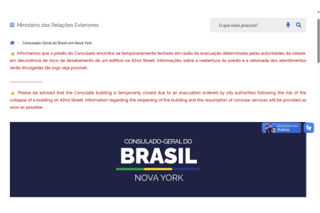 Anúncio do Consulado-Geral do Brasil em Nova York • Reprodução