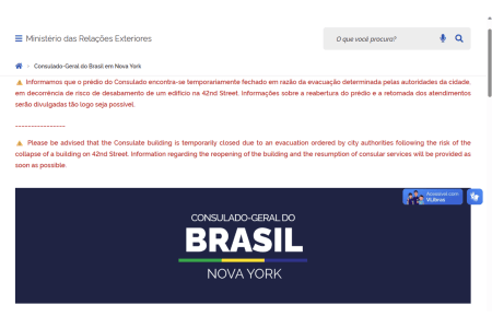 Anúncio do Consulado-Geral do Brasil em Nova York • Reprodução