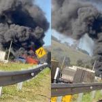 BR-381 tem 13 km de congestionamento 4h após ônibus pegar fogo