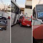 Homem embriagado furta microônibus e bate em ao menos 4 veículos na Grande BH; veja vídeo