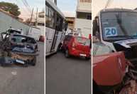 Homem embriagado furta microônibus e bate em ao menos 4 veículos na Grande BH; veja vídeo