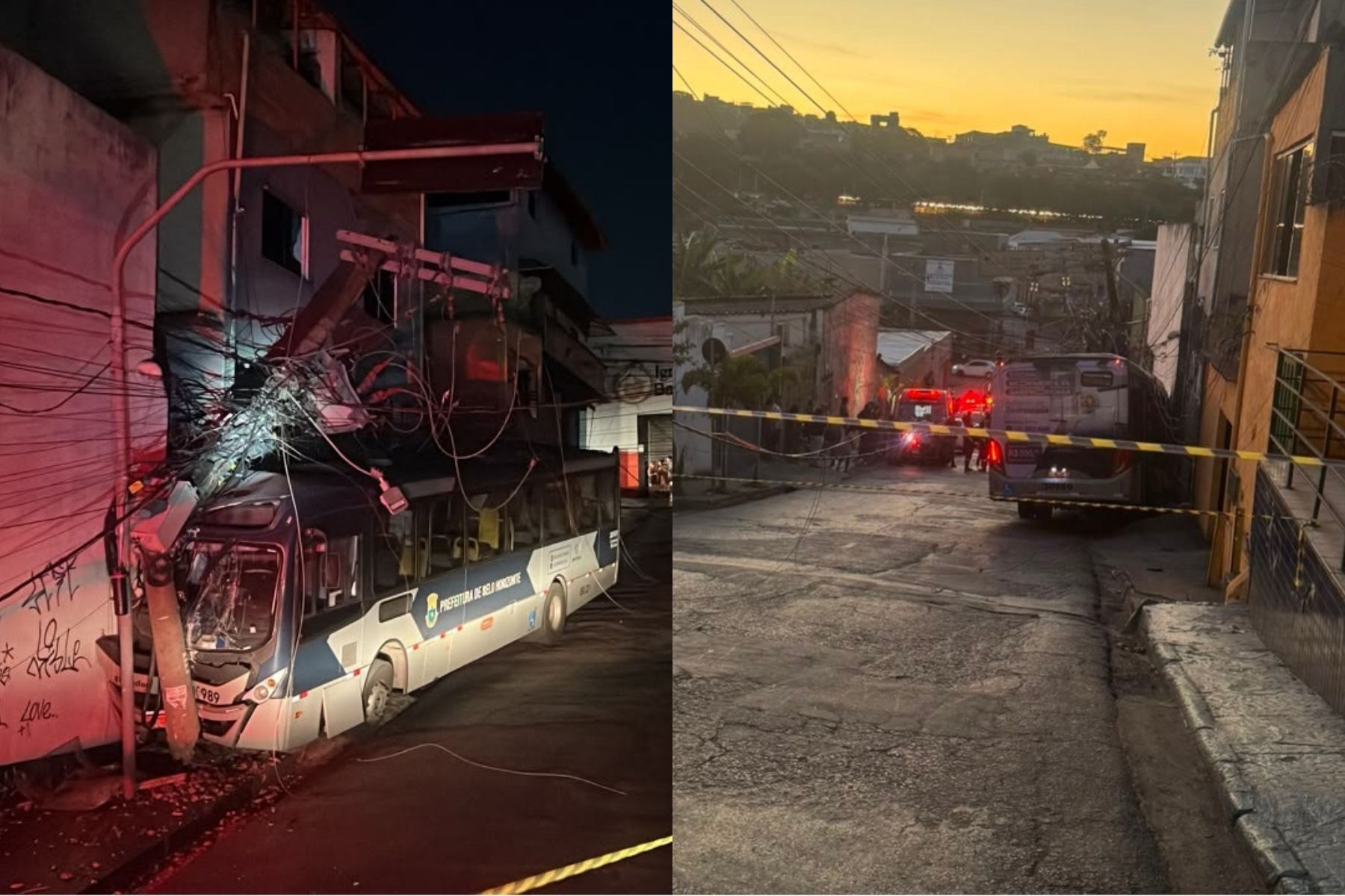 Ônibus que bateu em poste em BH deixou três passageiras feridas