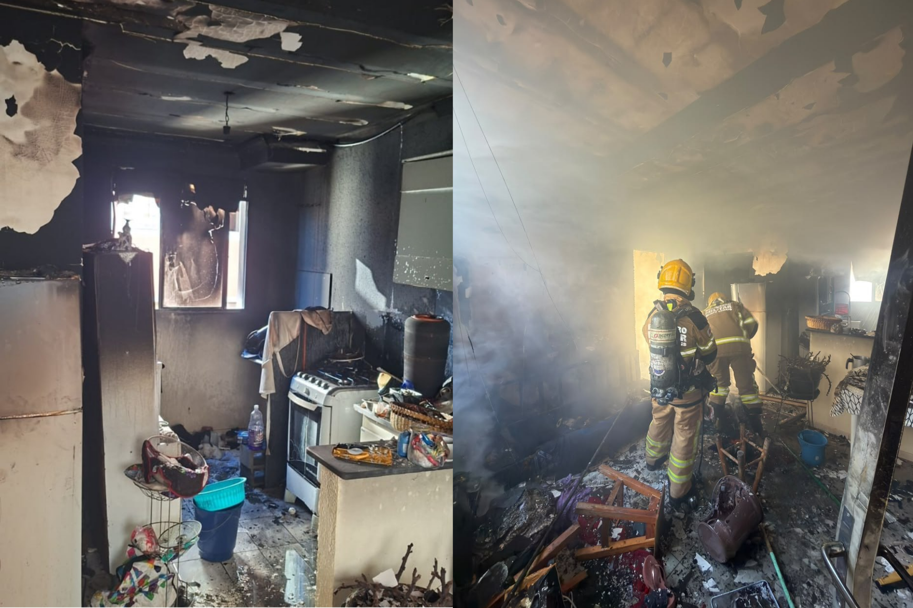 Incêndio atinge apartamento na Grande BH e mulher é socorrida