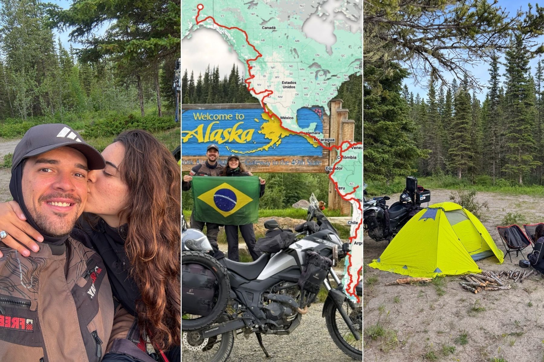 Mais de 100 mil km e 20 países: casal vai do Brasil até o Alasca de moto