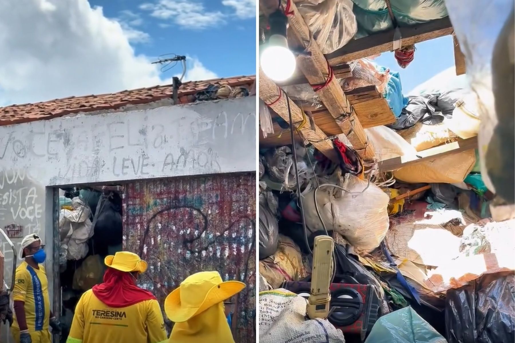 Mais de 40 toneladas de resíduos são retiradas de casa durante limpeza no Piauí