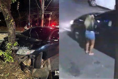 A fuga terminou quando o carro bateu contra uma árvore, já no bairro Sagrada Família • Itatiaia