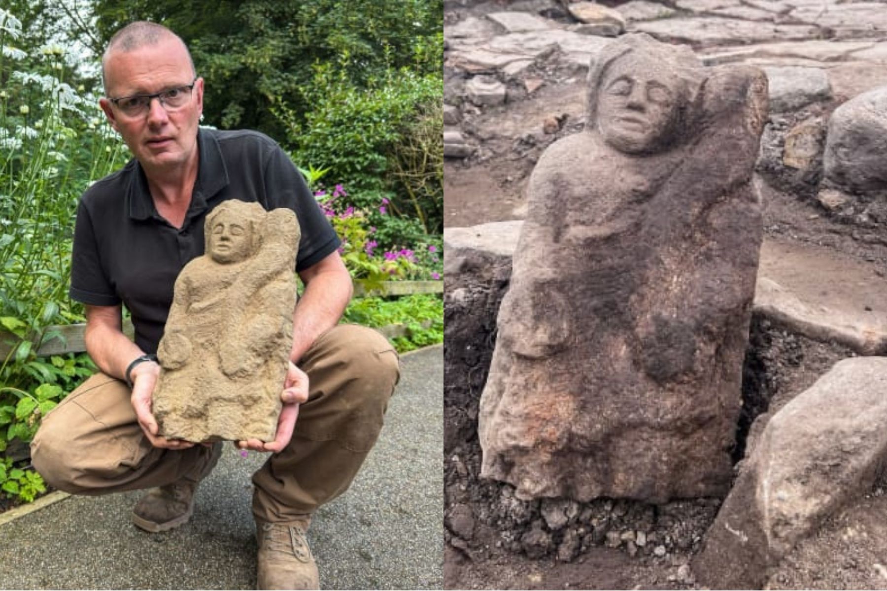Gênio romano esculpido em pedra ressurge após 1.600 anos sob muralha inglesa