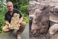 Gênio romano esculpido em pedra ressurge após 1.600 anos sob muralha inglesa