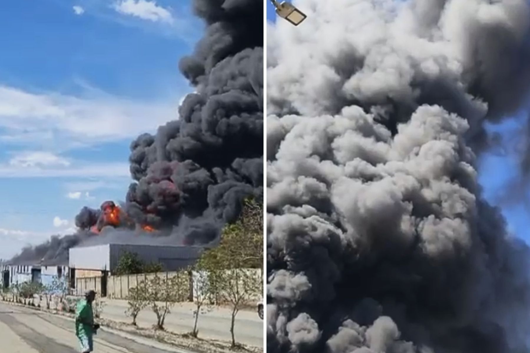 Vídeo: incêndio em fábrica de palmilhas assusta moradores no interior de Minas