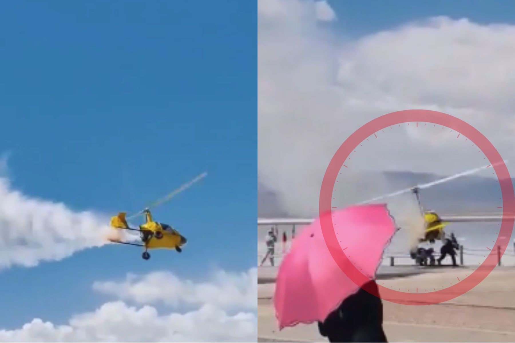 Vídeo: girocóptero perde controle e cai sobre turistas na China