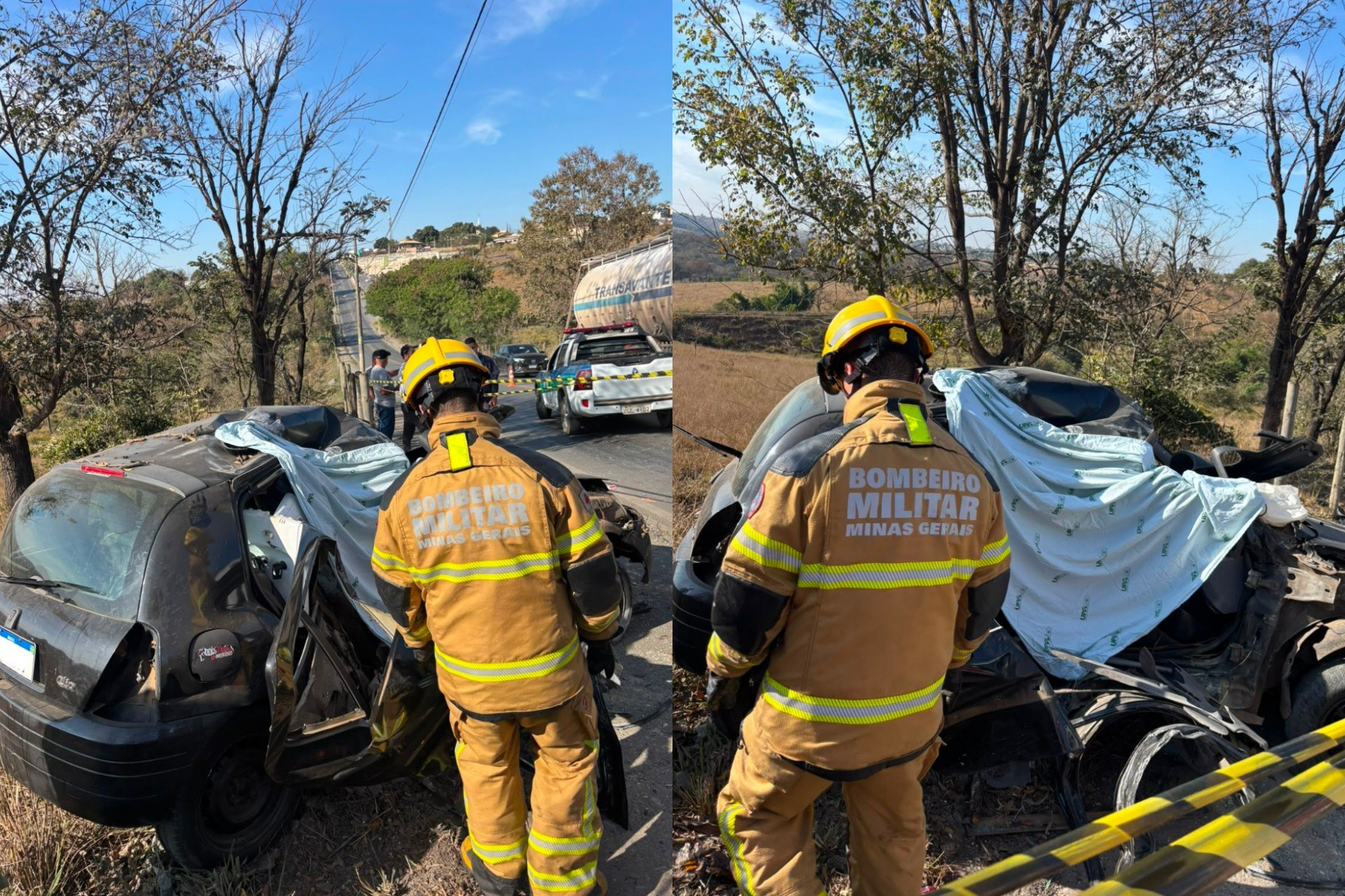 Duas pessoas morrem após carro bater em poste no interior de Minas