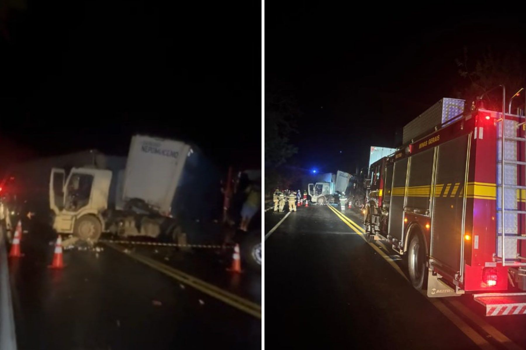 MG: acidente envolvendo três caminhões na BR-135 deixa uma pessoa morta e uma ferida