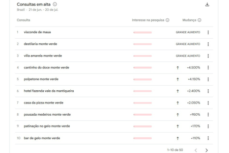 Buscar por Monte Verde revelam os principais termos relacionados destacados pelos usuários do Google • Reprodução | Google Trends