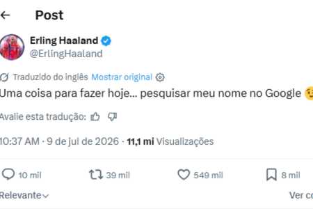 Publicação feita por Haaland em seu X • Reprodução