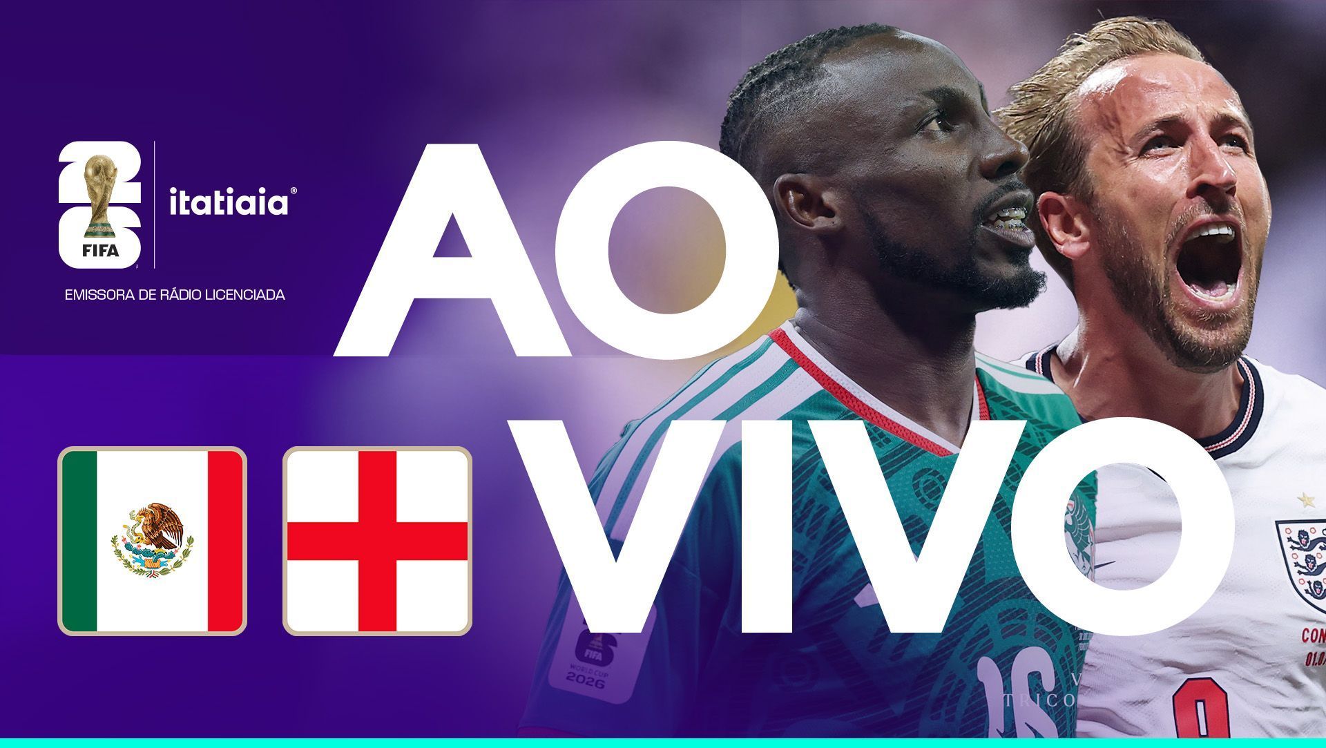 México x Inglaterra: assista, ao vivo, à transmissão da Itatiaia