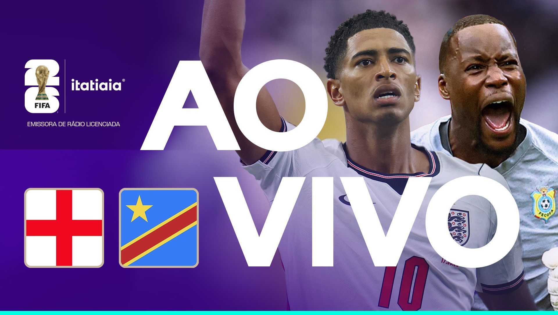 Inglaterra x RD Congo: assista, ao vivo, à transmissão da Itatiaia