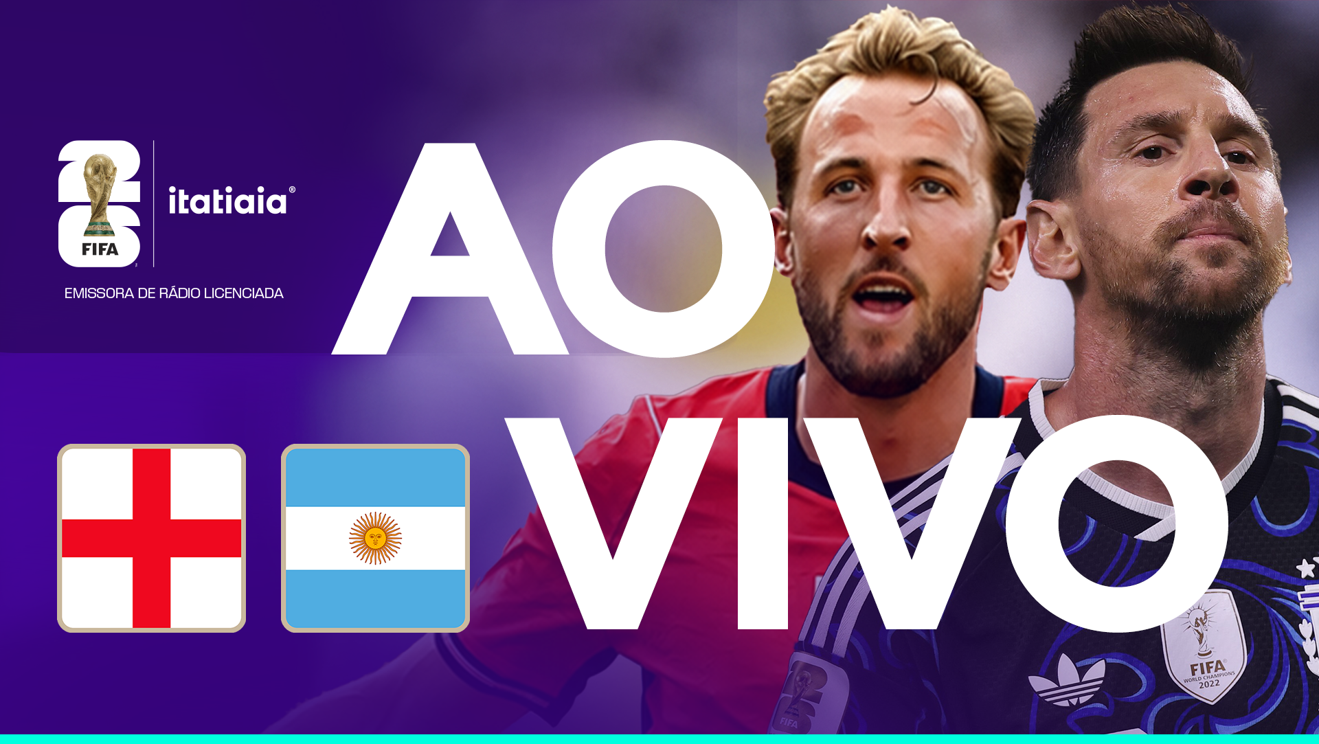 Inglaterra x Argentina: assista, ao vivo, à transmissão da Itatiaia