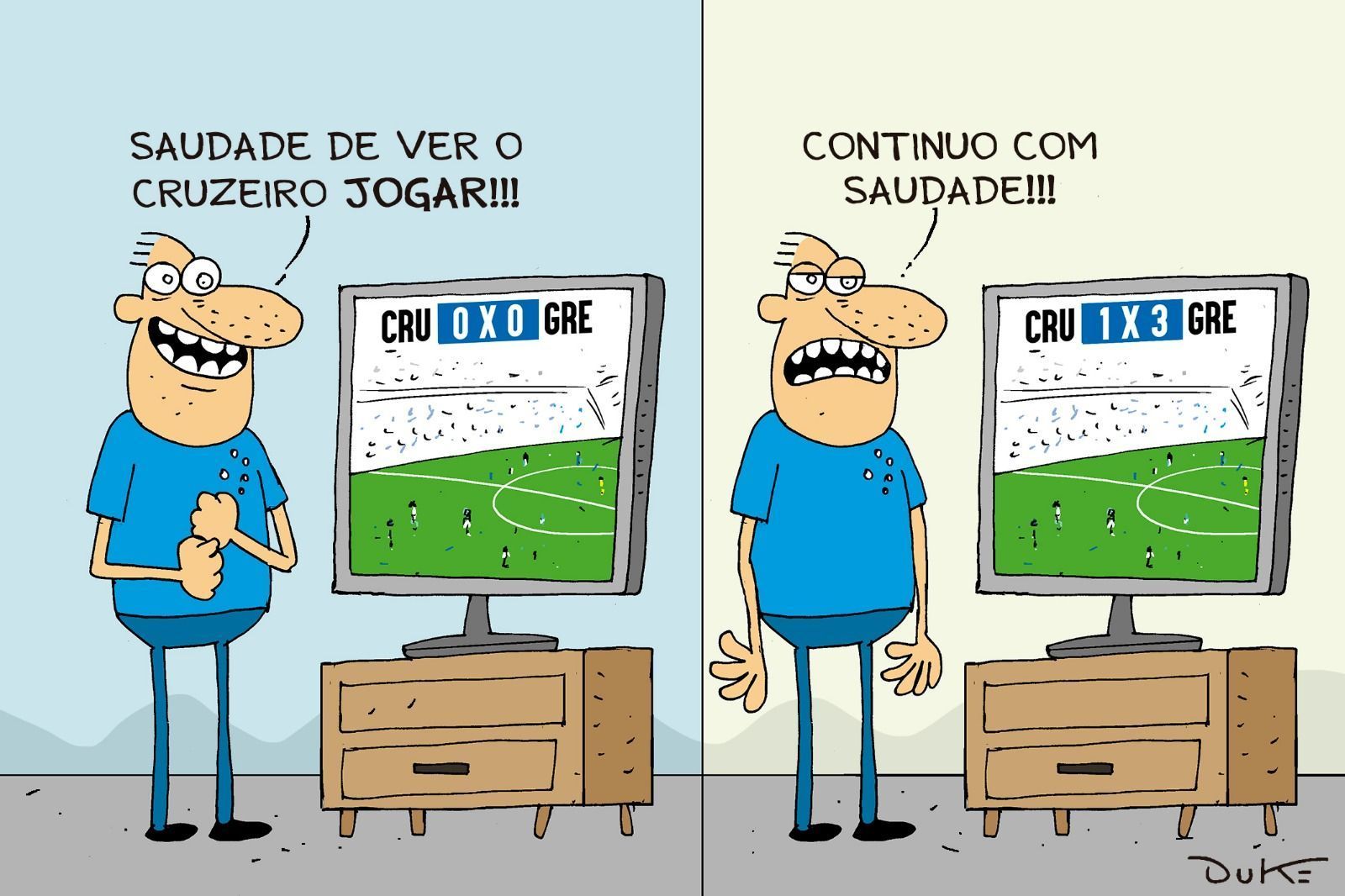 Charge do Duke | A derrota do Cruzeiro para o Grêmio na pausa da Copa