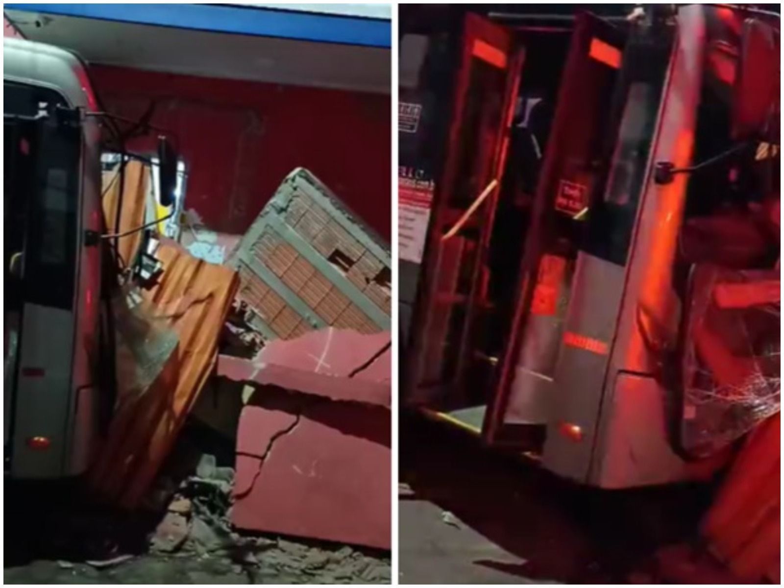 Homem bate ônibus furtado em muro de supermercado e foge em São Paulo; veja vídeo