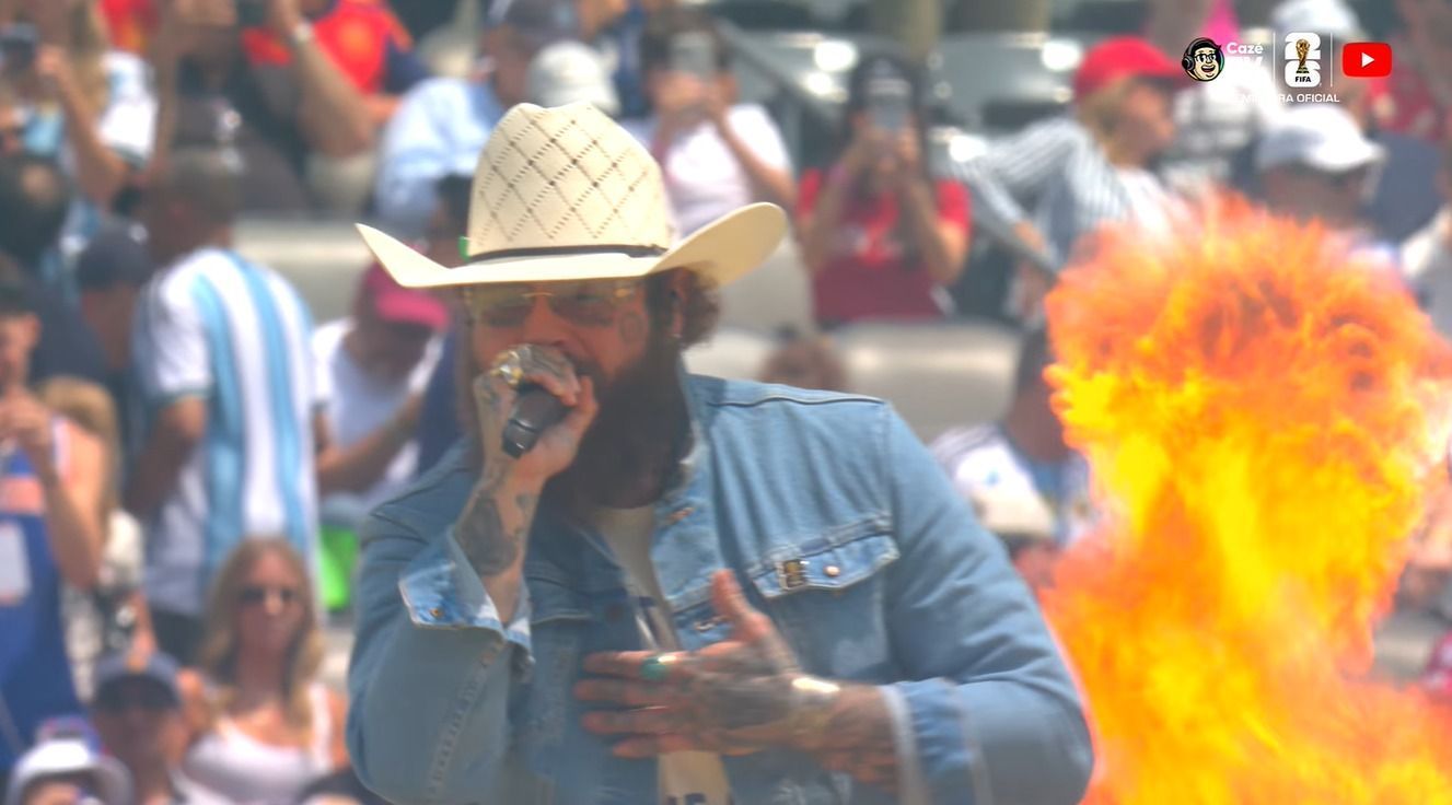 Post Malone agita abertura da final da Copa do Mundo entre Espanha e Argentina