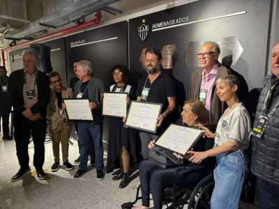 Homenagens do Atlético a cronistas esportivos, na Arena MRV