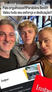 Luciano Huck homenageou Benício no Instagram • Reprodução/Redes Sociais